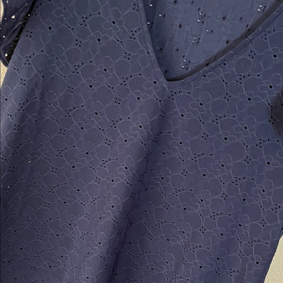 Michael Kors Navy Blue V-Neck Blouse - Picture 2 of 5